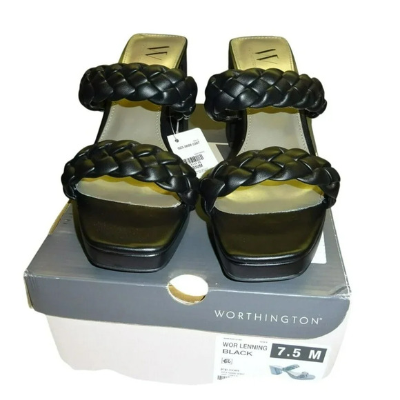 NWT Worthington Womens Black Lenning Heeled Sandals Size 7.5 - Picture 1 of 11
